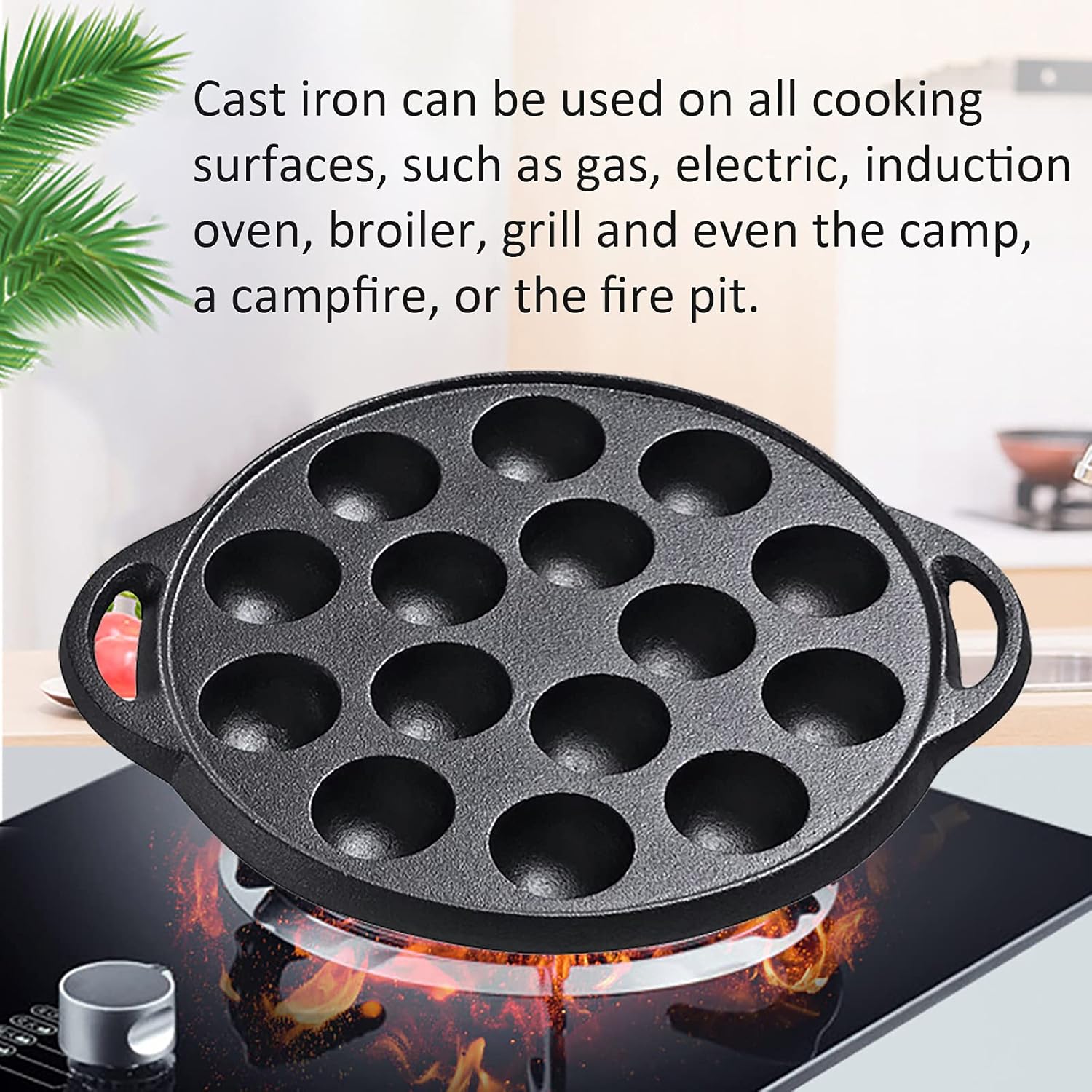 Non-Stick Cast Iron Aebleskiver Pan, 1.5" diameter Z38642