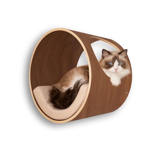 Oak Round Cat Wall Shelves with Cushion P38577
