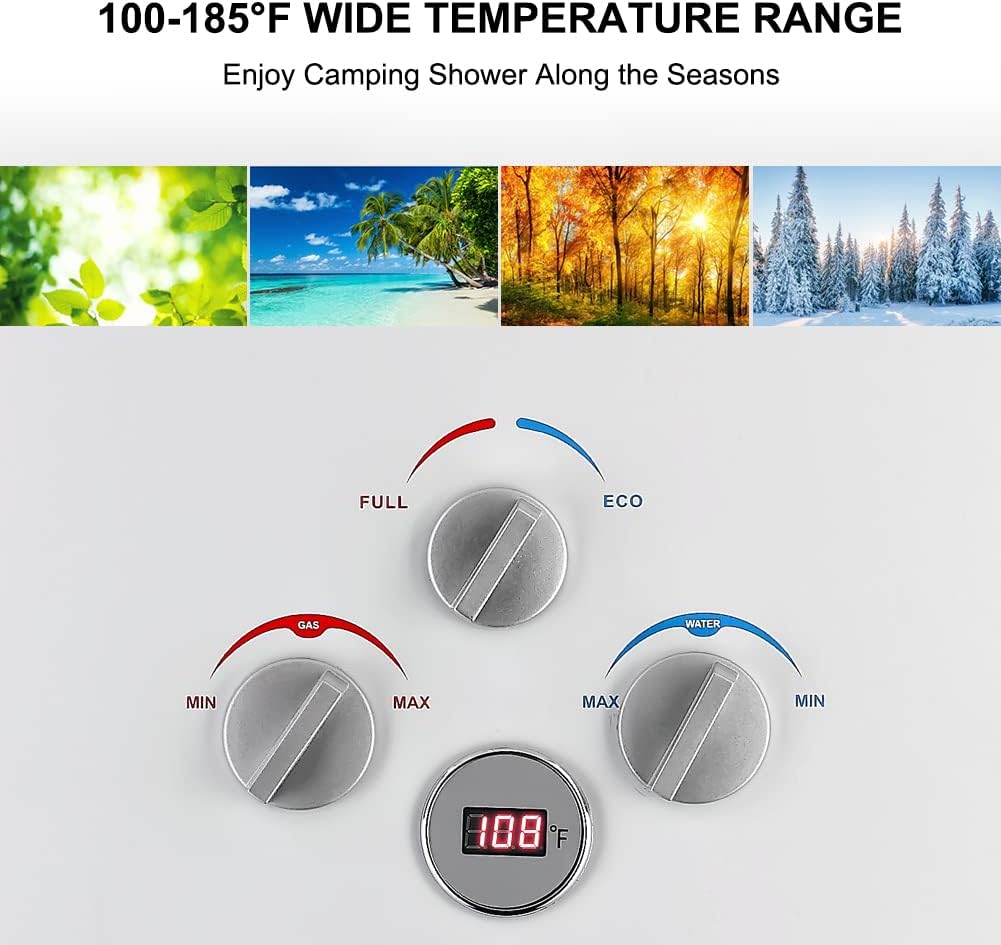 Camplux Propane Portable Tankless Water Heater Outdoor 2.64 GPM Instant Hot Camping Showers with 3.3 GPM Water Pump & Pipe Strainer K456