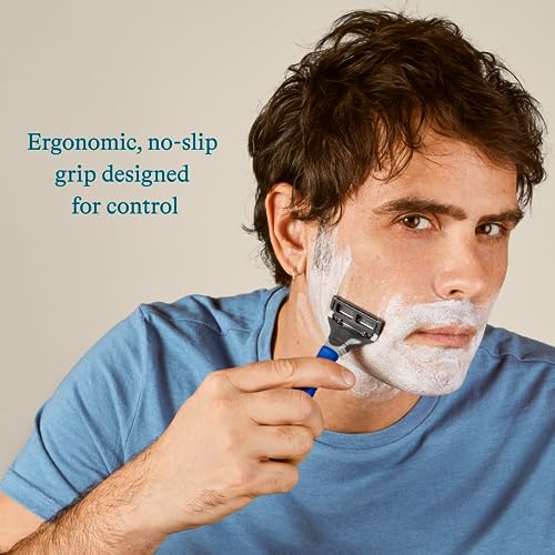 Men's Razor Set with 5 Razor Blade Refills, Travel Blade Cover, 2 oz Shave Gel P652