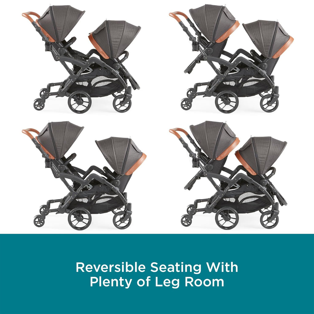 Black Herringbone Convertible Tandem Double Stroller N7044