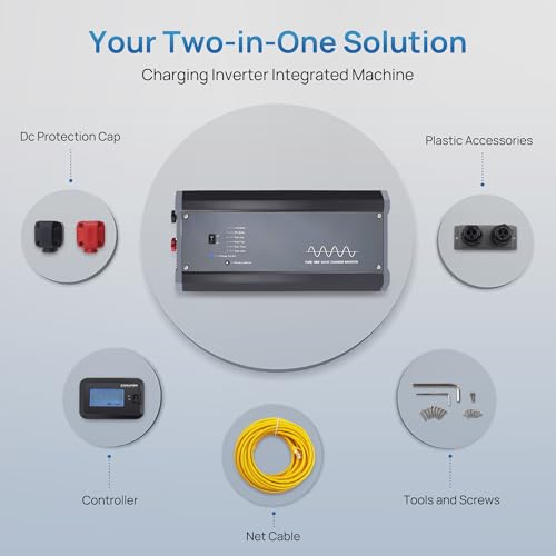 2000W Pure Sine Wave Power Inverter Charger 12V DC to 120V AC with LCD Remote Panel P797