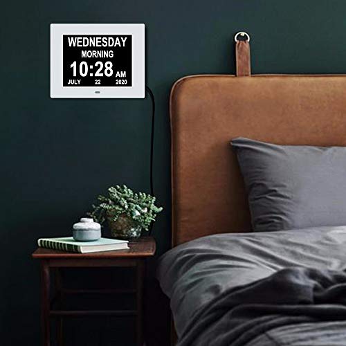 8 Inch Extra Large Calendar Day Date Time Clock with Non-Abbreviated Day Month Q41293