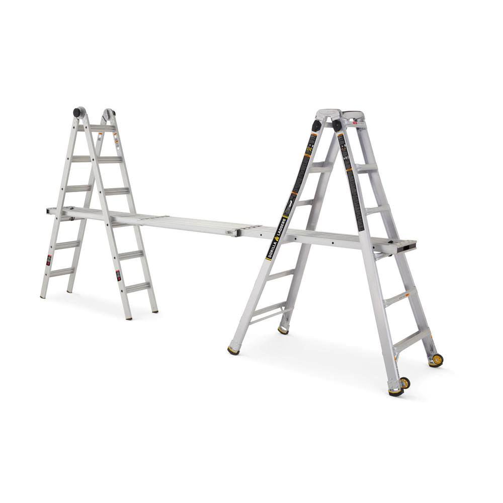 26 ft. Aluminum Multi-Position Ladder with Wheels, 375 lb. Load Capacity Type IAA T407