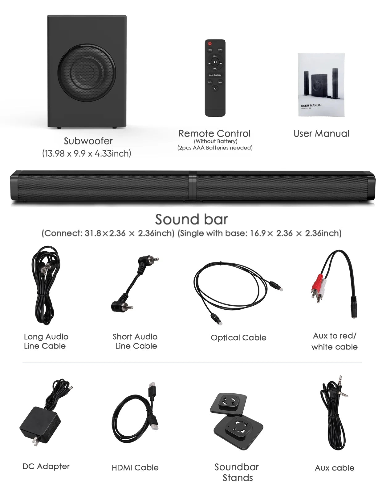 2.1 CH Separable Soundbar with Subwoofer F426