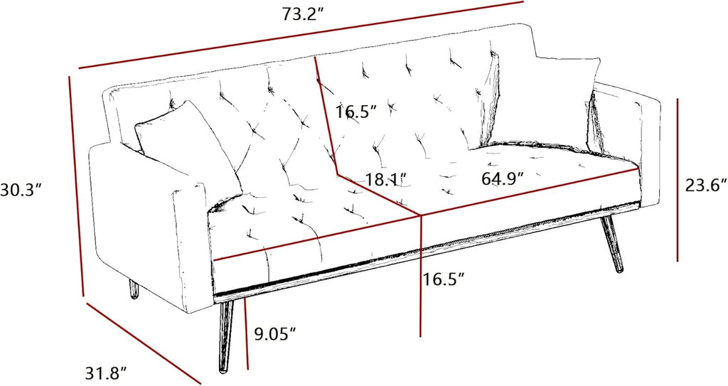Black Convertible Folding Futon Sofa Bed J4597