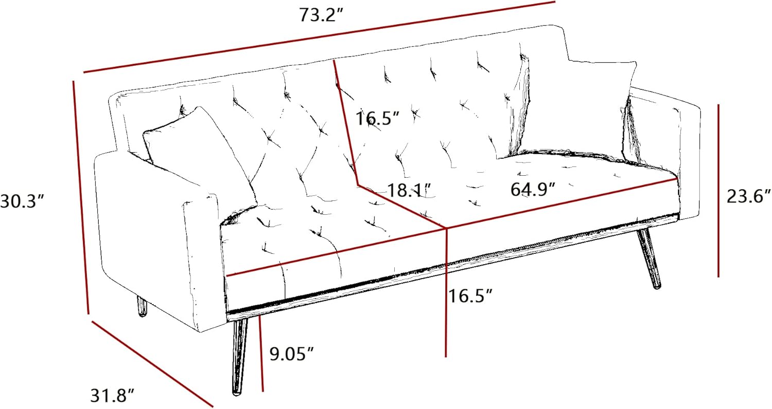 Black Convertible Folding Futon Sofa Bed J4597
