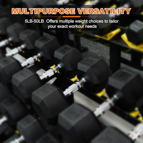 25 LB Pair Rubber Coated Hex Dumbbells V48859