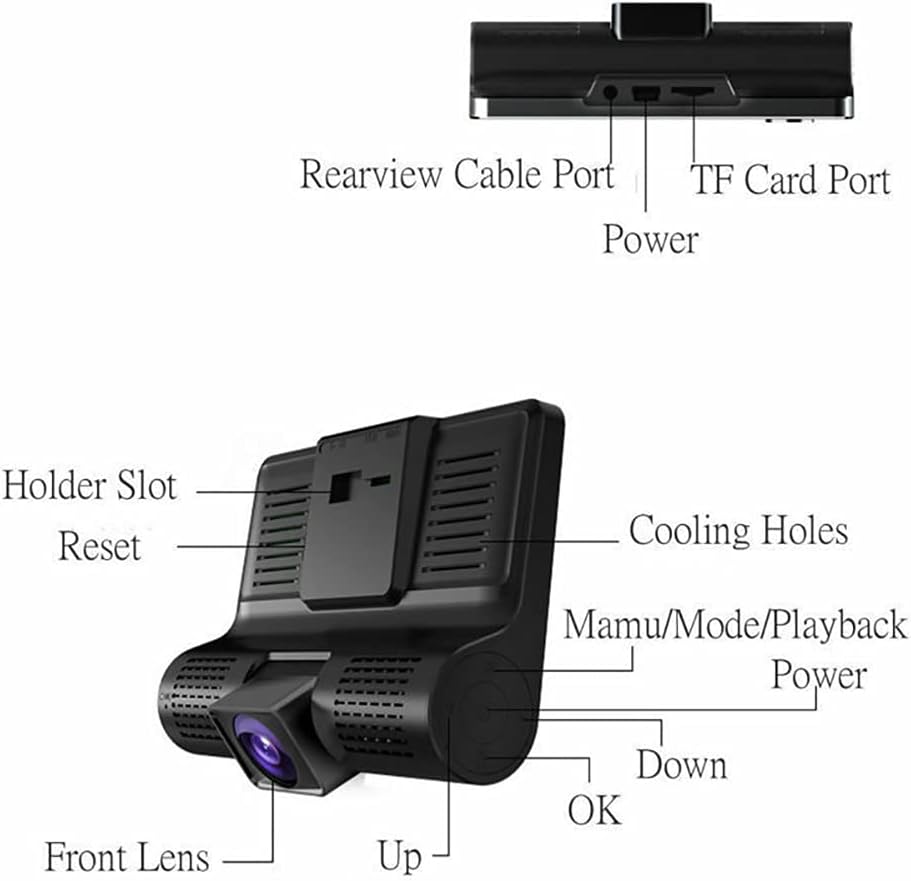 Dash Cam Front and Rear Dual 4 inch Dashboard Camera Full HD 170° Wide Angle with Night Vision Y7841