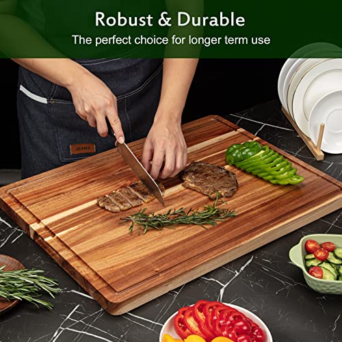 20x15 Inch Extra Large Acacia Wooden Cutting Board with Juice Groove O62197