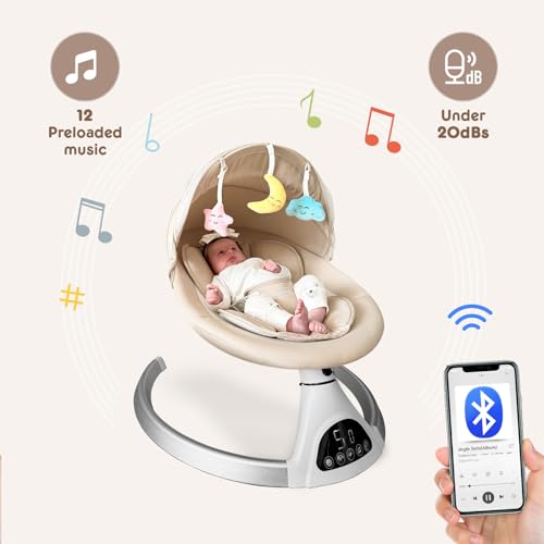 Pink Motorized Baby Swing with Bluetooth Music Speaker T248