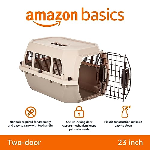 2-Door Top-Load Hard-Sided Pet Carrier, Gray & Blue, 22.8 x 15.0 x 13.0 inches Y166