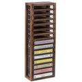 16-Slot Solid Burnt Wood Cassette Tape Storage Rack V986638