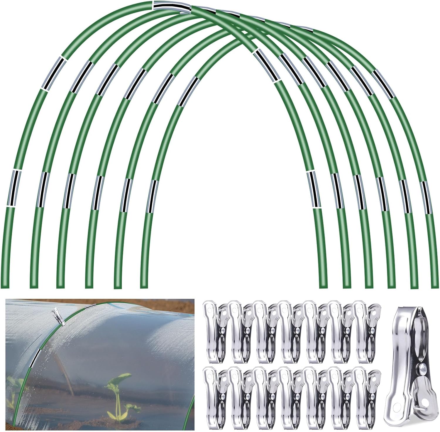 6 Sets 8 FT Long Fiberglass Garden Hoops O428415
