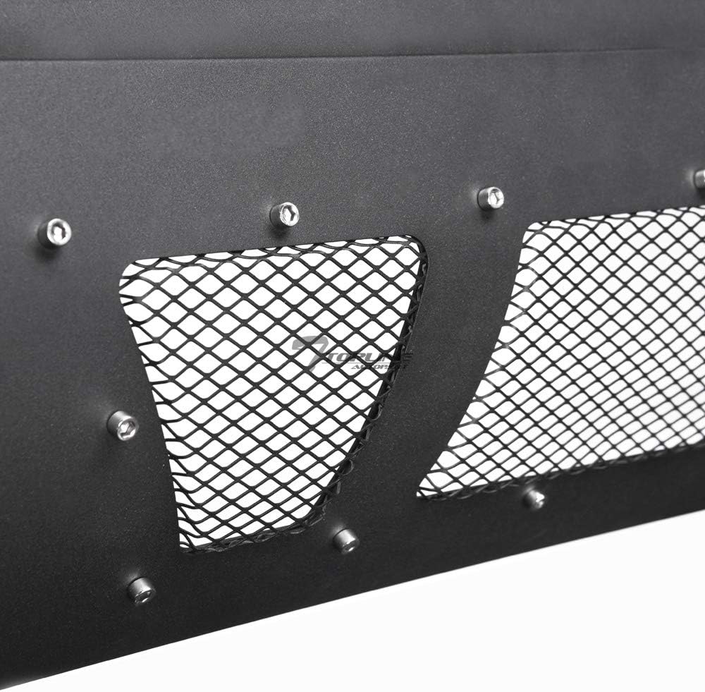 Matte Black Mesh Bull Bar Brush Push Front Bumper Grill Guard With Skid Plate T868