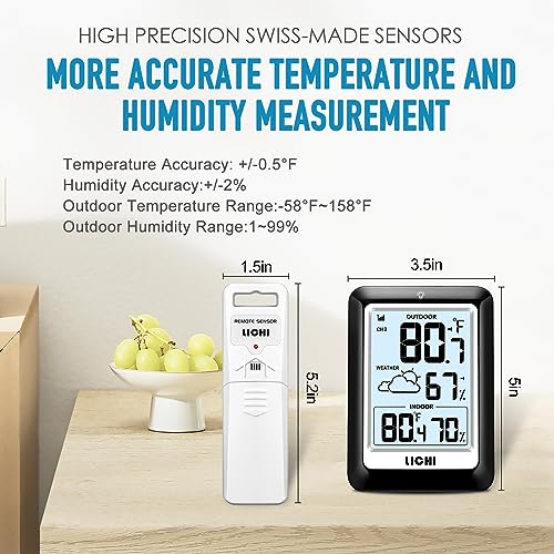 Wireless Weather Station Thermometer Hygrometer with Backlight Display K690