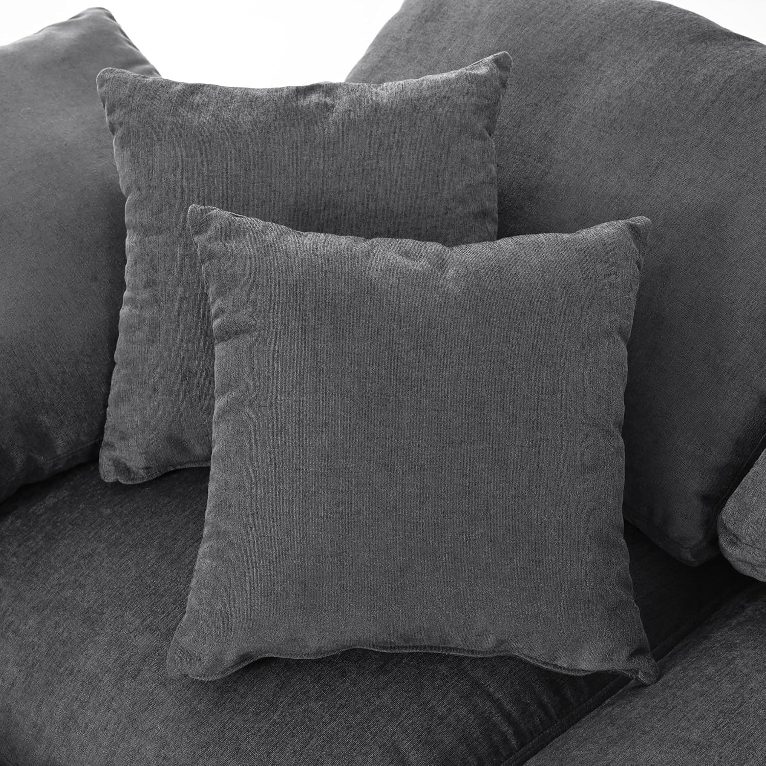 Deep Seat Convertible Modular Sectional Sofa with Movable Ottoman, Oversized Corner Couch with Throw Pillows, 7 Seater Polyester Upholstery Sofa N22971