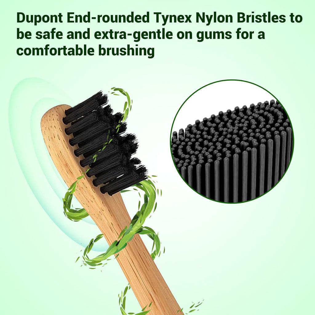 Bamboo Electric Toothbrush 5 Cleaning Modes Sonic Toothbrush Replacement Heads with Plant-Based Bristle 4 Pack U420782