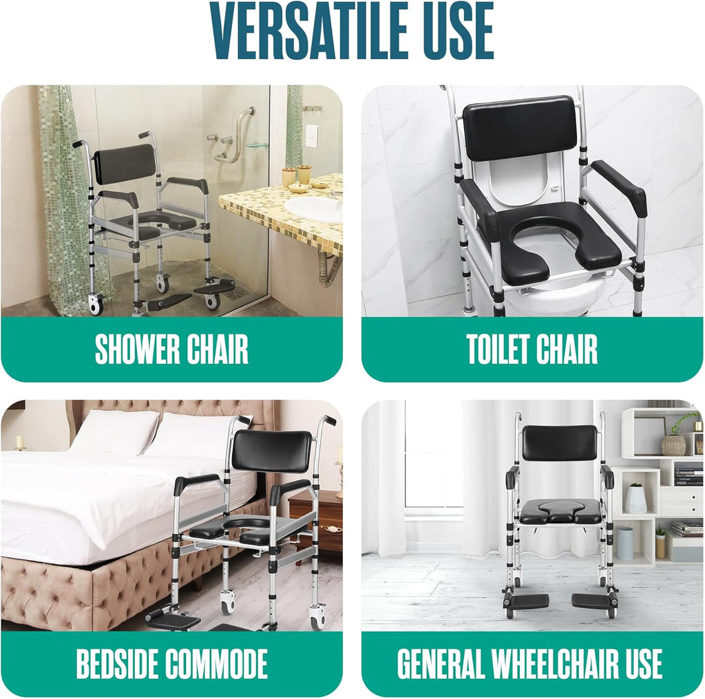 Shower Chair with Wheels, Height Adjustable T1573