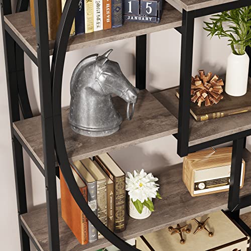Industrial 5-Tier Etagere Bookcase, 70.8 inch Tall, Rustic Brown P587682