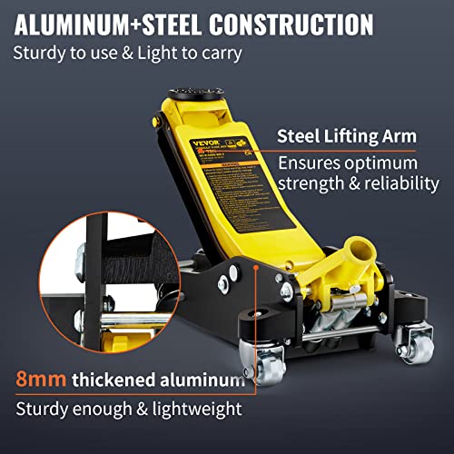 3 Ton Low Profile Aluminum Steel Racing Floor Jack with Dual Pistons Quick Lift Pump D970652