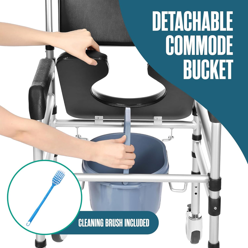 Shower Chair with Wheels, Height Adjustable T1573