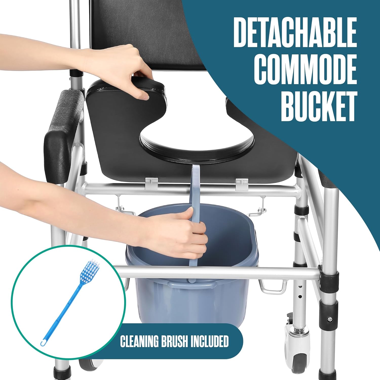 Shower Chair with Wheels, Height Adjustable T1573