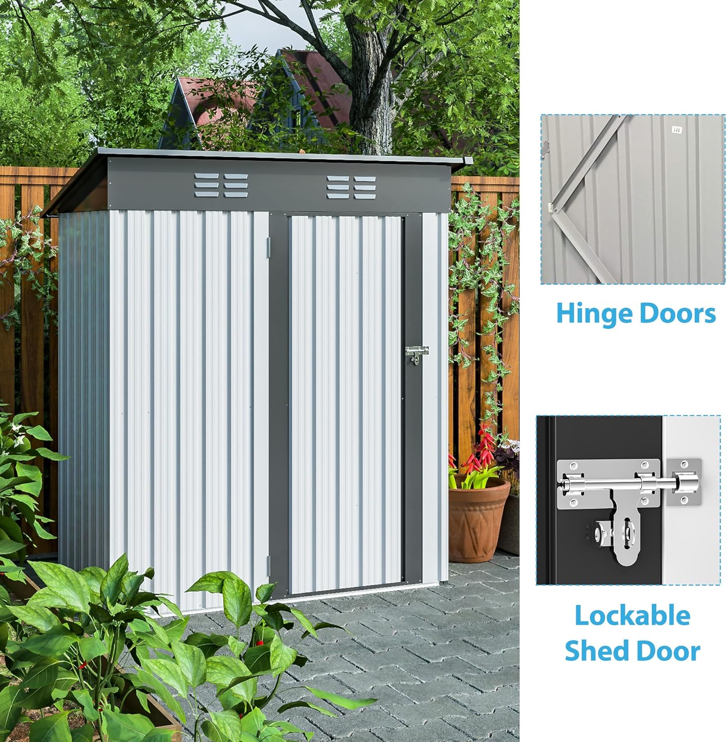 Metal Storage Shed 5x3 FT with Lockable Doors I15138