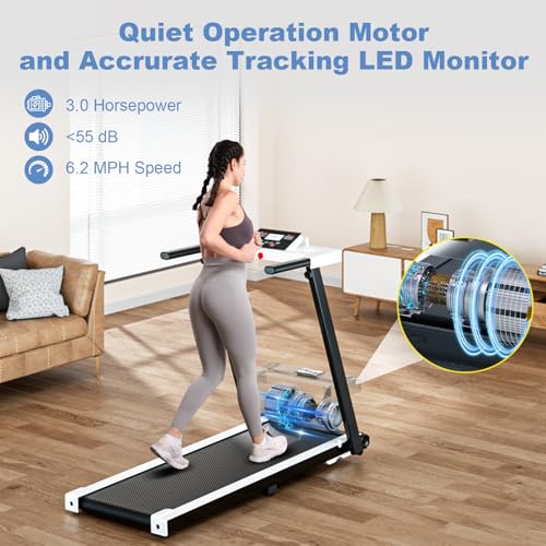 White Portable Folding Treadmill with LED Display X931