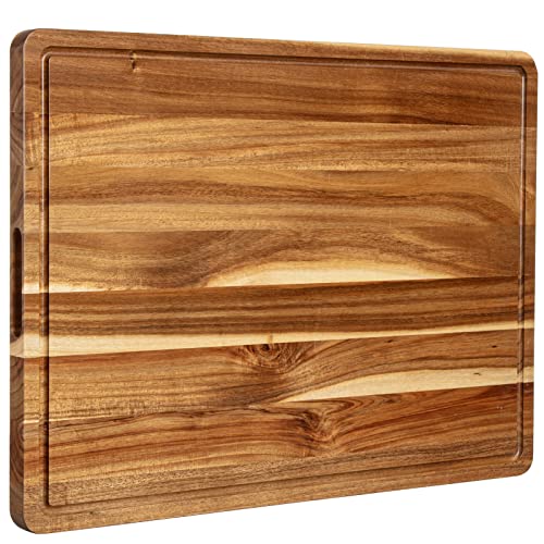 20x15 Inch Extra Large Acacia Wooden Cutting Board with Juice Groove O62197