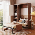White Wood Murphy Bed with Cabinet J2808