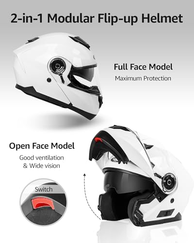 Modular Full Face Motorcycle Helmet with Flip Up Dual Visor Q79391