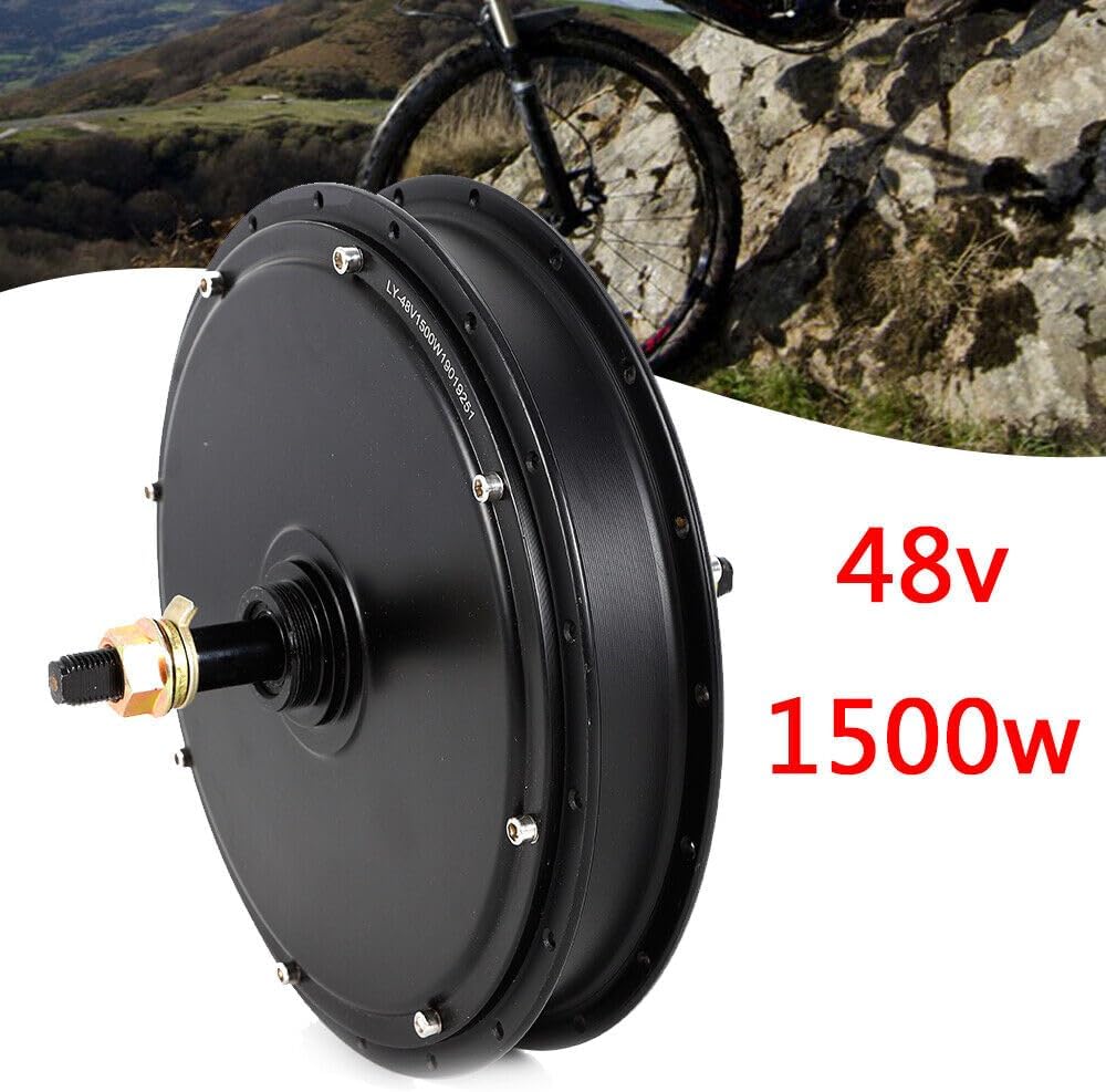 1500W 48V Brushless Gearless Hub Motor Rear Wheel Conversion Kit for 20-28" Bikes I657894