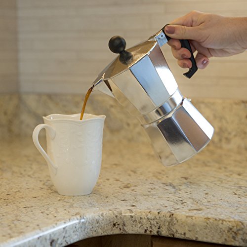 Silver 3 Espresso Cups Moka Pot I5932