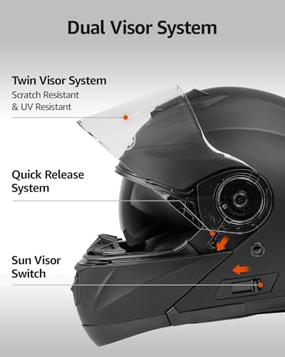 Modular Full Face Motorcycle Helmet with Flip Up Dual Visor Q79391
