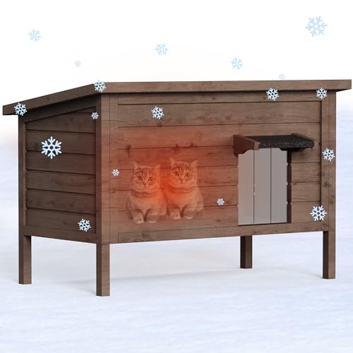Outdoor Cat House Fully Insulated Wooden Weatherproof 34.4" L x 21.7" W x 27.2" H Q247
