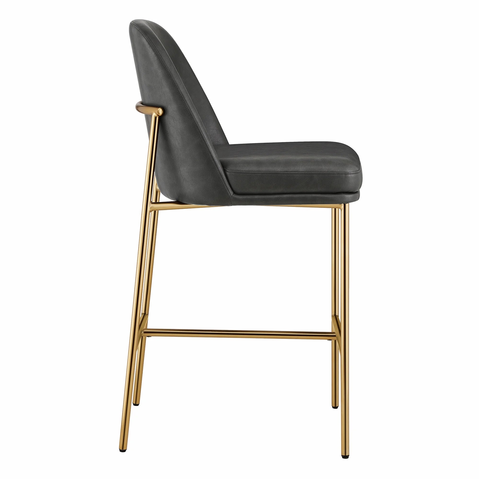 27 inch Faux Leather Counter Height Bar Stool Set of 2 with Back & Metal Legs U532728