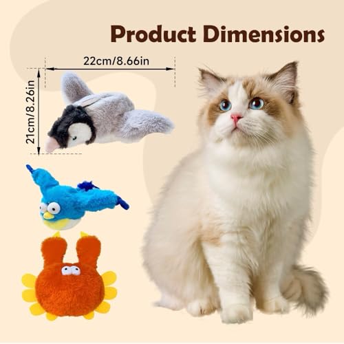 Interactive Chirping Bird with Flapping Wings Rechargeable Cat Toy (Grey) I64847