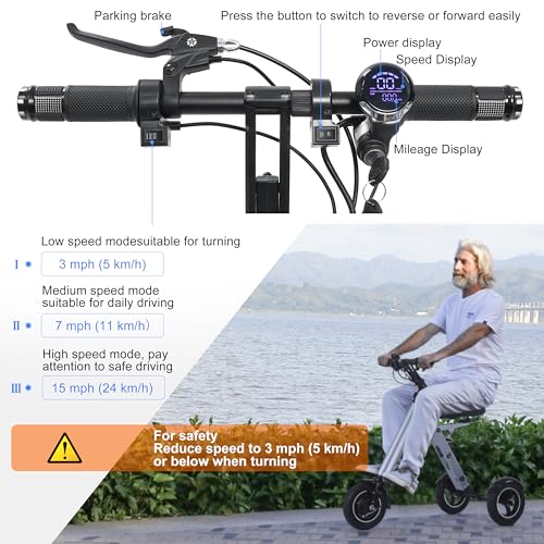 Electric Scooter 3 Wheels Foldable Trike with Seat, Light Weight, 10 Inch Pneumatic Tires I6085