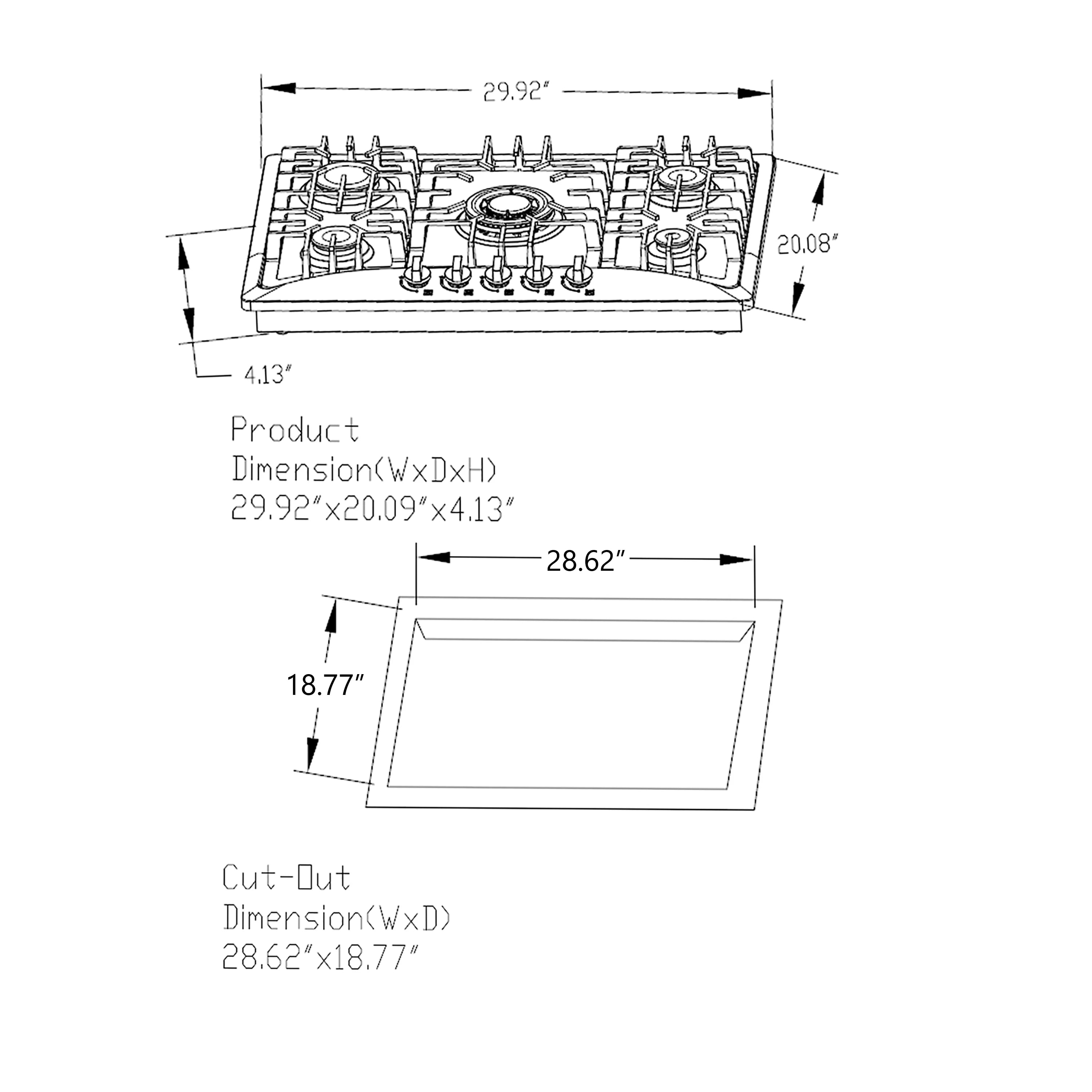 30 in. Built-in Gas Cooktop Q1102