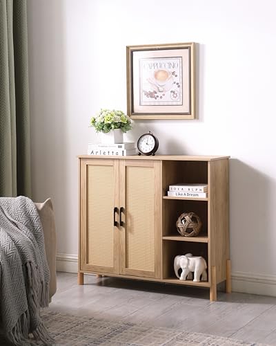 Natural Rattan Storage Cabinet with Adjustable Shelf W7736