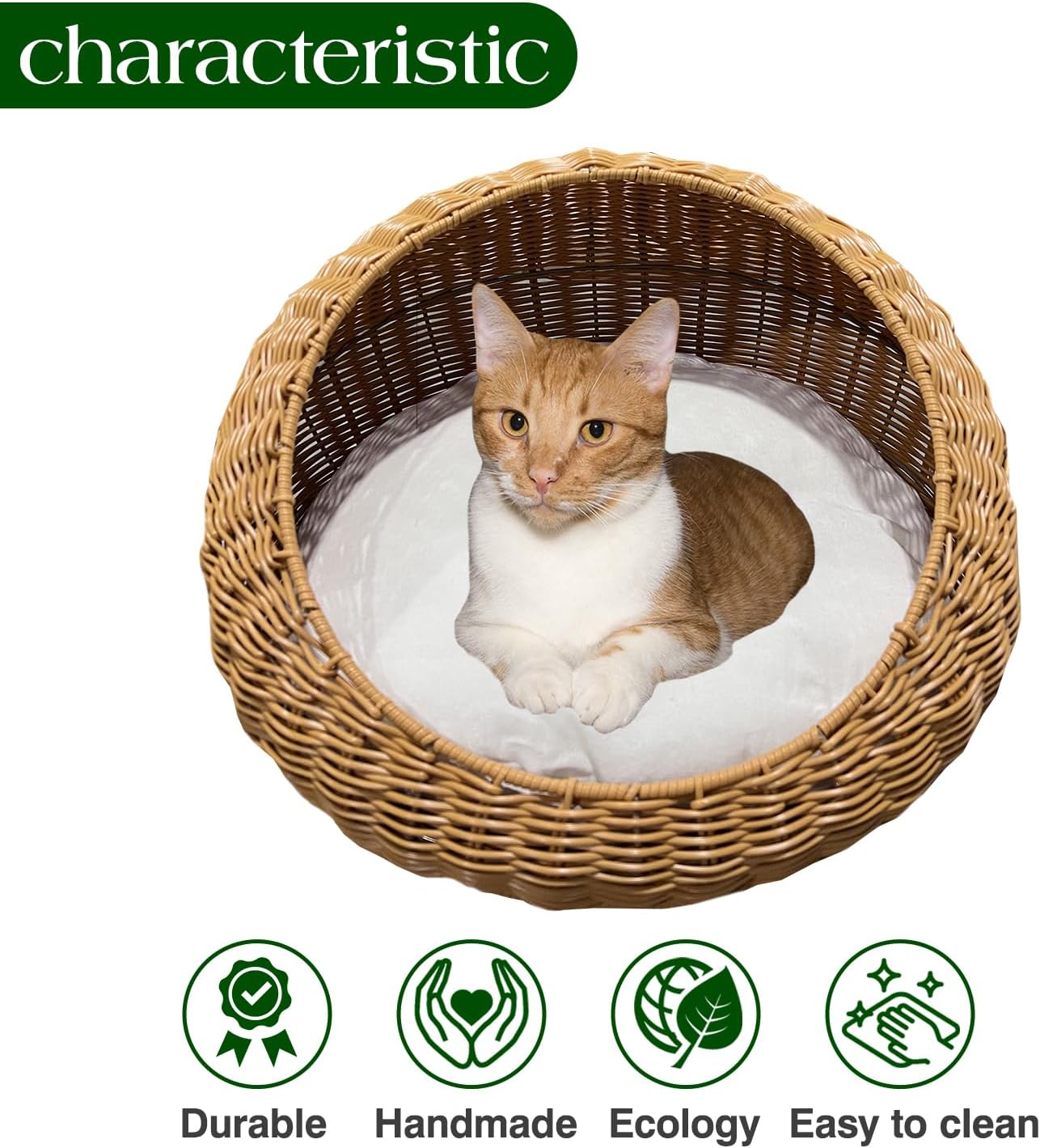 Poly Rattan Pet Bed Basket with Removable Washable Cushion Y895