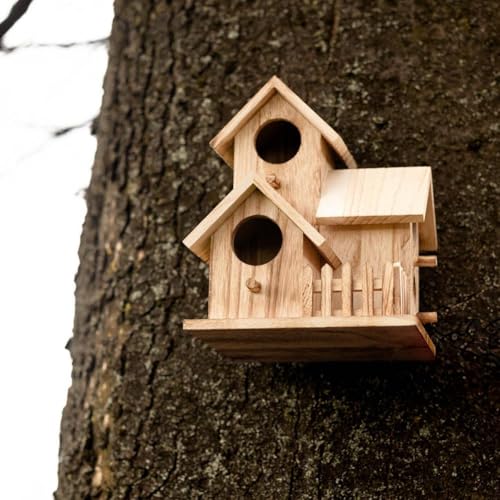 4 Hole Wooden Bird House C987
