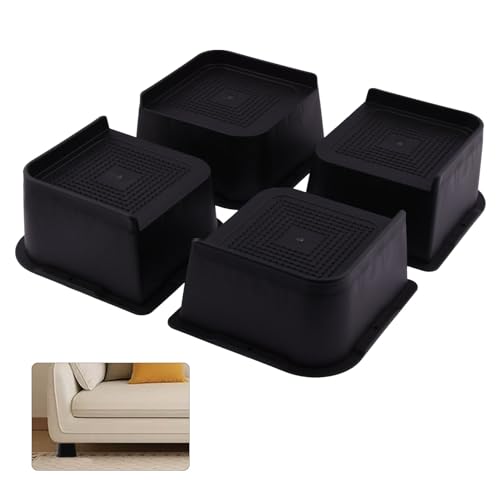 4pcs Black Heavy Duty Adjustable Furniture Risers B291424
