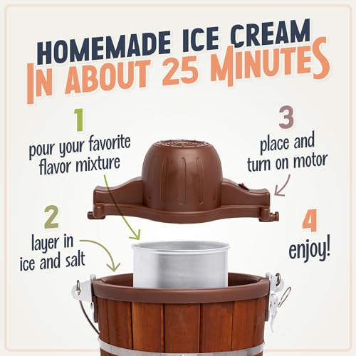 Dark Wood 4 Quart Electric Ice Cream Maker W624