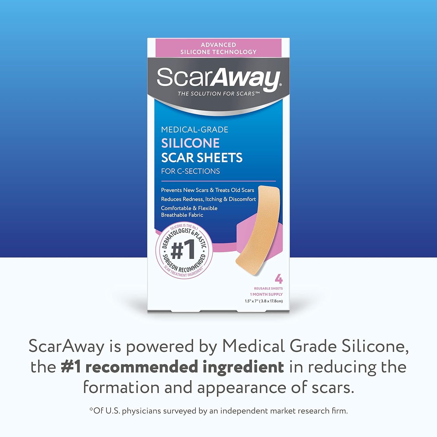 Reusable Silicone Scar Sheets (1.5” x 7”), 4 Sheets I2835