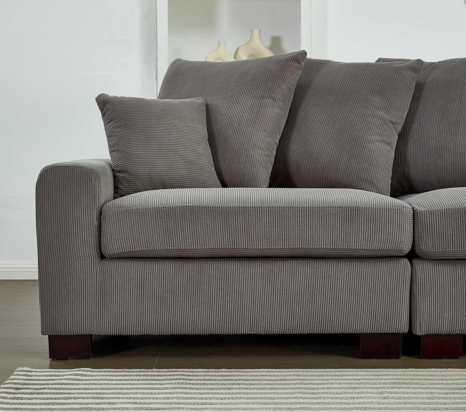 Modular 5-Seater Couch L&U Shape Sectional Sofa Corduroy Fabric Y276