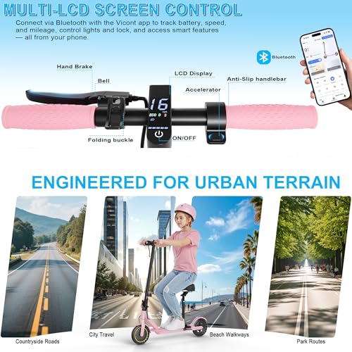 Folding Electric Scooter with Seat, 350W Motor, 8.5" Tire, 19MPH, 21Mile Range A422
