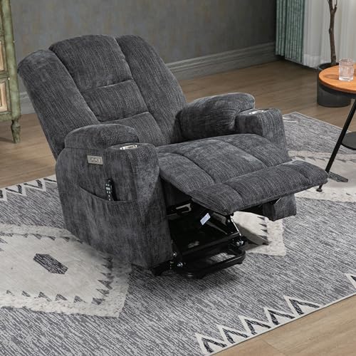 Grey Power Lift Recliner Chair with Massage and Heat Z1420