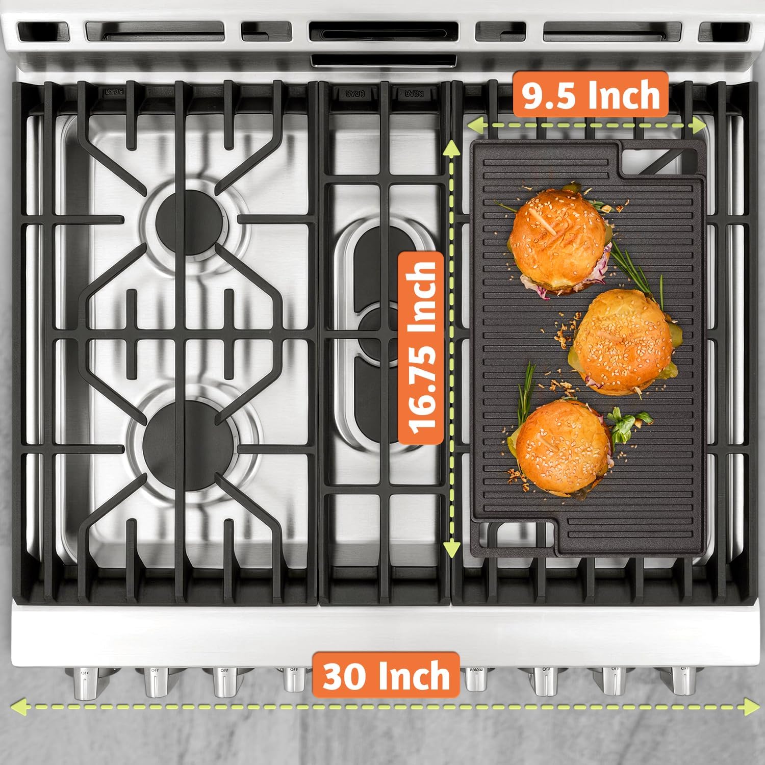 Pre-Seasoned Non-Stick Reversible Cast Iron Griddle (16.75" X 9.5") P29295